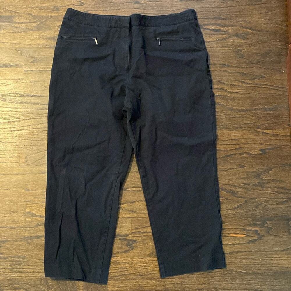 Talbots black heritage zip pocket cropped straight leg ankle pants size 16